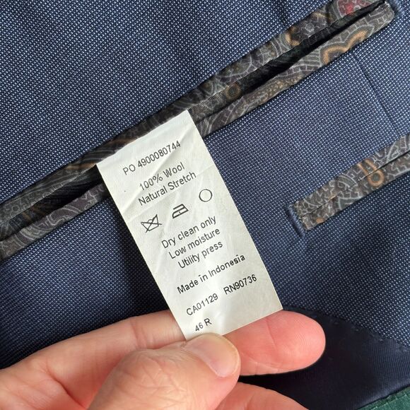 Ralph Lauren Wool Blazer Suit Jacket Mens 46R Navy Blue Formal Preppy Wedding - Picture 4 of 9